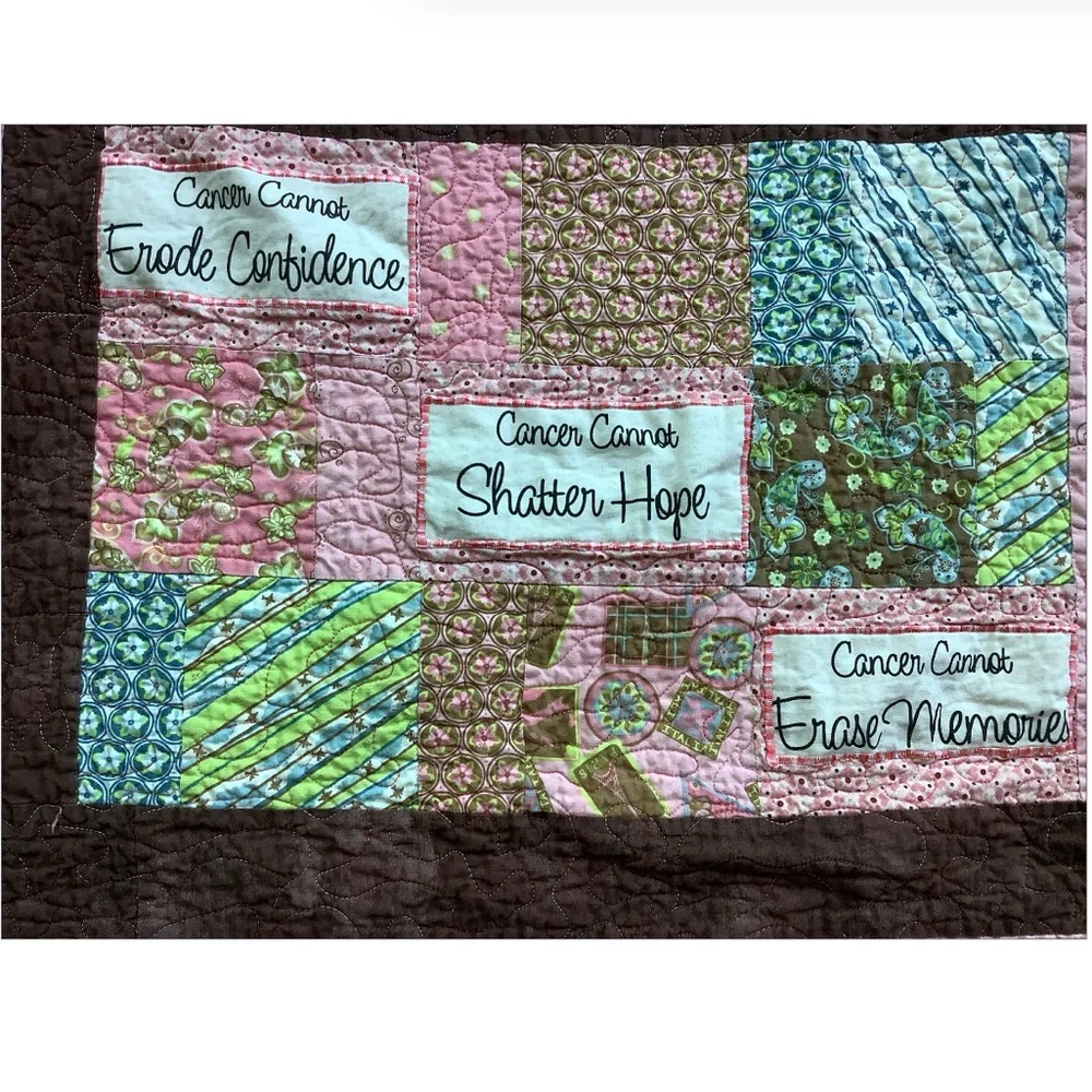 Handmade What Cancer Cannot Do Motivational Quilt for Cancer Warriors Pink Brown